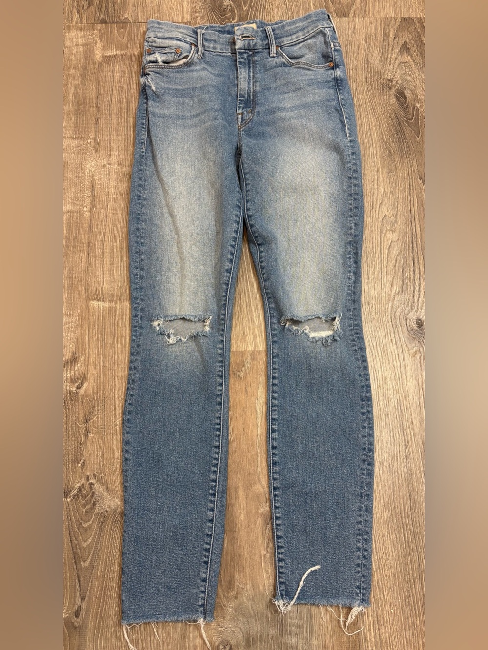 MOTHER High Waisted Looker Ankle Fray Thrilling Shots Jeans Size 25